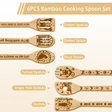 6Pcs Bamboo Spoons & Knifes & Forks, Flatware for Dessert, Cat Shape, 60x300mm, 6 style, 1pc/style, 6pcs/set