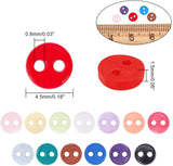 Nylon Tiny Button, Micro Buttons, Sewing Buttons, 2-Hole, Mixed Color, 4.5x1.5mm, Hole: 0.8mm, 450pcs/box