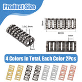 8Pcs 4 Colors Alloy Rhinestone Watch Band Adapter Connectors, Watch Belt Trim Accessories, Column, Mixed Color, 22x8x6mm, Hole: 2mm and 2.3x2.8mm, 2pcs/color