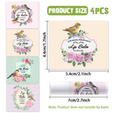 Rectangle Self-Adhesive Plastic Lipstick Tag Stickers, Waterproof Adhesive Label for Lipstick Wrapping Decoration, Flower, 44x54mm, 4pcs/sheet