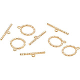 Brass Toggle Clasps, Long-Lasting Plated, Ring, Real 18K Gold Plated, Ring: 18x15x2mm, Hole: 1mm and 11mm, Bar: 24.5x5x2mm, hole: 1.5mm.