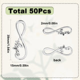 50Pcs Tibetan Style Alloy Infinity with Word Hope Connector Charms, Cadmium Free & Lead Free, Antique Silver, 15x39x2mm