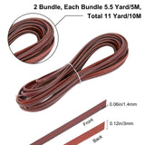 Flat Leather Jewelry Cord, Jewelry DIY Making Material, Coconut Brown, 3x1.4mm, about 10.94 Yards(10m)/Roll