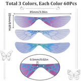 180Pcs 3 Colors Fibre Tulle Ornament Accessories, Craft Organza Dragonfly Wing, Mixed Color, 22x85mm, 60pcs/color