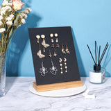 Acrylic 70 Holes Earring Display Stands, with Bamboo Chassis, Rectangle, Black, 18x6x24cm