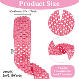 14M 7 Style Pink Series Elastic Crochet Headband Ribbon, for Hair Bow Accessories, Gift Wrapping, Mixed Color, 40~45x1.5~2mm, 2m/style