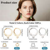 60Pcs 2 Color 304 Stainless Steel Leverback Earring Findings, with Horizontal Loops & 60Pcs Jump Rings, Real 24K Gold Plated & Stainless Steel Color, 14.5x12.5x2mm, Hole: 1.2mm, 30Pcs/color