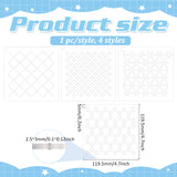Acrylic Embroidery Tool, Drawing Line Template, Cross, 119.5x119.5x2.5~3mm, 4pcs/set