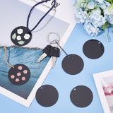 30Pcs Opaque Acrylic Big Pendants, Flat Round, Black, 50x1.3mm, Hole: 4mm