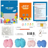 DIY Cartoon Jellyfish Crochet Keychain Kit, Including Cotton Thread, Crochet Hook Needle, Knit Needle, Locking Stitch Marker, Instruction Sheet, Mixed Color, 24.5x15.2x0.4cm