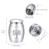 Alloy Cremation Urn Kit, with Disposable Flatware Spoons, Silver Polishing Cloth, Velvet Packing Pouches, Tree of Life Pattern, 40.5x30mm, 1pc