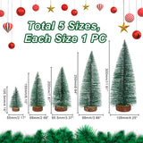 5Pcs 5 Style Artificial Mini PVC Pine Needle Christmas Tree, for Christmas Shopping Mall Window Desktop Decoration, Dark Green, 55~108x105.5~300mm, 1pc/style