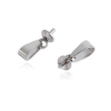 304 Stainless Steel Peg Bails Pendants, For Half Drilled Beads, Stainless Steel Color, 12.5x5mm, Hole: 2.5mm, Pin: 1mm, 80pcs/box