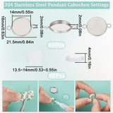 DIY Blank Dome Link Connector Making Kit, Including Flat Round 304 Stainless Steel Connector Settings, Glass Cabochons, Stainless Steel Color, 160Pcs/box, Connector Settings: 21.5x16x2mm, Hole: 2mm, Tray: 14mm