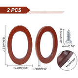 Oval Wood Bag Handle Eyelet Frames, with Screws, for Inlaid Bag Handle Replacement Accessories, Coconut Brown, 16.8x10.3x1.75cm, Hole: 1mm