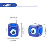 Resin European Beads, Cube, Evil Eyes, for Jewelry Making, Royal Blue, 14.5x14.5x11.5mm, Hole: 6.5mm, 20pcs