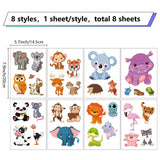 8 Sheets 8 Styles Animal PVC Waterproof Wall Stickers, Self-Adhesive Decals, for Window or Stairway Home Decoration, Rectangle, Mixed Shapes, 200x145mm, about 1 sheets/style
