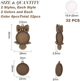 DIY Pendant Making, with Clear Glass Cabochons and Alloy Pendant Cabochon Settings, Owl and Flat Round, Mixed Color, 20x6.4mm