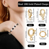 24Pcs 3 Style Brass Lobster Claw Clasps & Spring Ring Clasps, with 20Pcs Open Jump Rings, Real 18K Gold Plated, 10~13x6~10x2.5~3.5mm, Hole: 1.2~3mm, 6Pcs/style