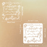 PET Hollow Out Drawing Painting Stencils, for DIY Scrapbook, Photo Album, June Rose, 30x30cm