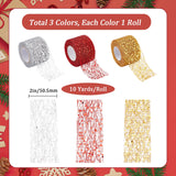 3 Rolls 3 Colors Glitter Sequin Deco Mesh Ribbons, Tulle Fabric, Tulle Roll Spool Fabric For Skirt Making, Mixed Color, 2 inch(50.5mm), 10 yards/roll(9.14m/roll), 1 roll/color