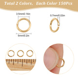 300Pcs 2 Colors Rack Plating Brass Jump Rings, Open Jump Rings, Long-Lasting Plated,Round Ring, Mixed Color, 5x0.7mm, 21 Gauge, Inner Diameter: 3.5~3.6mm, 150pcs/color
