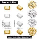400Pcs 4 Style Electroplated Non-magnetic Synthetic Hematite Multi-Strand Links, Grade AA, Rectangle, Long-Lasting Plated, Real 24K Gold & 925 Sterling Silver Plated, 4.5x2x2.5mm, Hole: 1mm, 100pcs/style