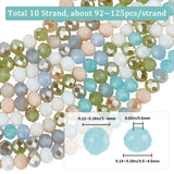 10 Strands Glass Beads Strands, Faceted, Rondelle, Light Sky Blue, 3.5~4.5x3~4mm, Hole: 0.5mm, about 92~125pcs/strand, 13.39~17.44''(34~44.3cm)