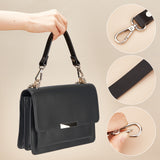Cowhide Leather Bag Handles, with Alloy Swivel Clasps, for Bag Replacement Accessories, Black, 33.3~33.4x1.85x1.15cm