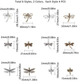 Tibetan Style Pendants, Cadmium Free & Nickel Free & Lead Free, Dragonfly, Antique Bronze & Antique Silver, 48pcs/box