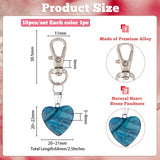 Heart Gemstone Pendant Decoration, with Alloy Swivel Clasps, 64mm, 10pcs/set