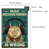 Iron Sign Posters, Vertical, for Home Wall Decoration, Rectangle with Word Baking Because Murder is Wrong, Cat Pattern, 300x200x0.5mm