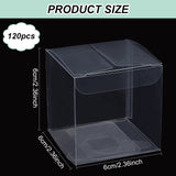 120Pcs Transparent Plastic PET Box Gift Packaging, Waterproof Folding Cartons, Cube, Clear, 6x6x6cm