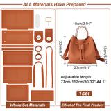 DIY Imitation Leather Handbag Making Kit, Including Bag Straps, Needle, Thread, Alloy Clasps, Saddle Brown, 362x232x1.5mm, Hole: 1.2mm