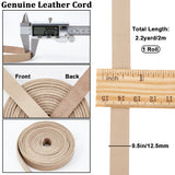 2M Flat Leather Cord, for Jewelry Making, Tan, 12.5x2mm, about 2.19 Yards(2m)/pc