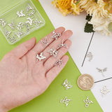 24Pcs 6 Style 201 Stainless Steel Pendants, Bird & Butterfly & Dragonfly, Stainless Steel Color, 13~18x13~17.5x1mm, Hole: 1.2~1.5mm, 4pcs/style