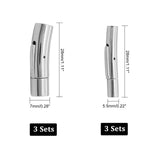 Tube 304 Stainless Steel Bayonet Clasps, Jewelry Findings, Stainless Steel Color, 28x5.5~7mm, Hole: 4~5mm, 6sets/box