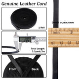 2M Flat Leather Cord, for Jewelry Making, Black, 6x2mm, about 2.19 Yards(2m)/pc