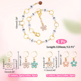 Knitting Row Counter Chains & Locking Stitch Markers Kits, with Alloy Enamel & ABS Plastic Imitation Pearl Sakura Flower, Mixed Color, 3~32.8cm, 13pcs/set