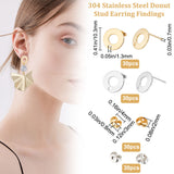 60Pcs 2 Color 304 Stainless Steel Donut Stud Earring Findings, with 60Pcs Ear Nuts, Golden & Stainless Steel Color, 10.3mm, Hole: 1.3mm, Pin: 0.7mm, 30Pcs/color
