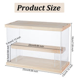 Rectangle 2-Tier Transparent Acrylic Minifigures Display Case, Assemblable Action Figures/Doll Organizer Box with Wooden Base & Door, Clear, Finish Product: 23x13x18cm, about 9pcs/set