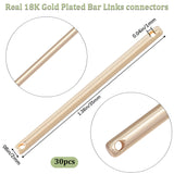 30Pcs Brass Connector Charms, Bar Links, Column, Real 18K Gold Plated, 35x2mm, Hole: 1mm