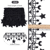 Moon Star Polyester Lace Trim, Clothing Accessories, for Sewing and Art Craft Decoration, Black, 4-1/4 inch(108mm)