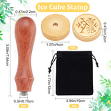 1Pc Golden Tone Brass Stamp Head, with 1Pc Rectangle Velvet Pouches and 1Pc Pear Wood Handle, for Wax Seal Stamp, Letter.K, Stamp Head: 40mm, 3pcs/set