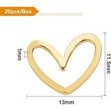 Brass Linking Rings, Long-Lasting Plated, Heart, Real 18K Gold Plated, 11.5x13x1mm, Inner Diameter: 4x11mm, 20pcs/box