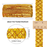 Plastic Paillette Beads, Sequins Beads, Ornament Accessories, 3 Rows Paillette Roll, Flat Round, Gold, 20x1.2mm, 13m/card