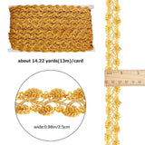 13M Metallic Braided Lace Trim, Flower Decorative Ribbon with Sequins, for Craft Sewing, Garment Accessories, Dark Goldenrod, 25x1.5mm, about 14.22 Yards(13m)/Card