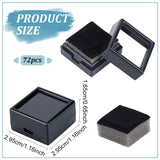 72Pcs Plastic Jewelry Storage Boxes, with Visual Window and Sponge Inside, Square, Black, 2.95x2.95x1.65cm