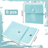 Square Velvet Jewelry Bags, with Snap Fastener, Turquoise, 10x10x1cm