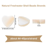Natural Freshwater Shell Beads Strands, Heart, Seashell Color, 8x8x2.5mm, Hole: 1mm, about 44pcs/strand, 12.99''(33cm), 1strand/box